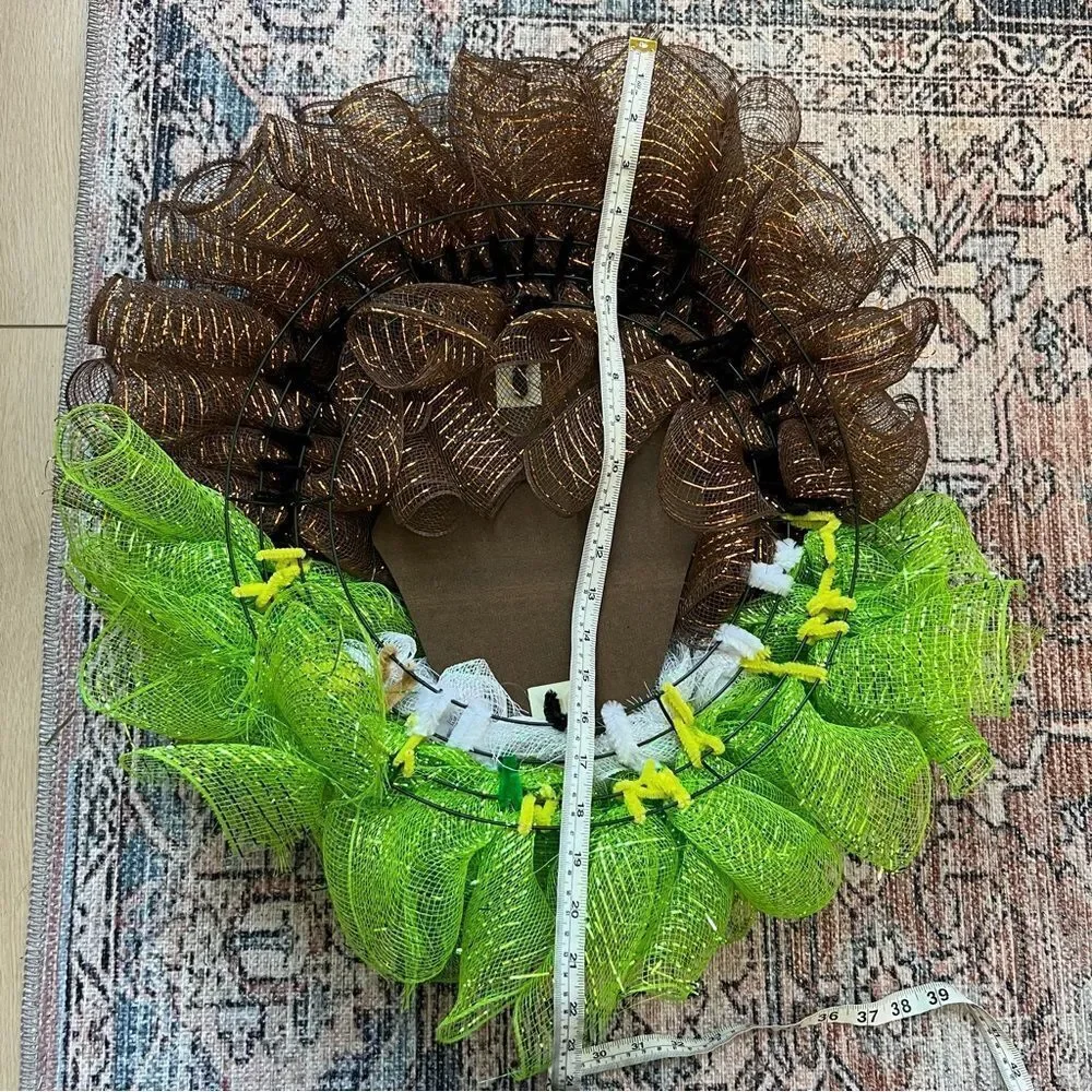 Buddy the Elf Festive Mesh Christmas Door Wreath with Green and Brown Accents